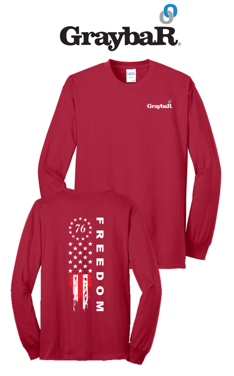 America 250 Port & Co™ Long Sleeve Core Blend Tee - Freedom FULL FLAG
