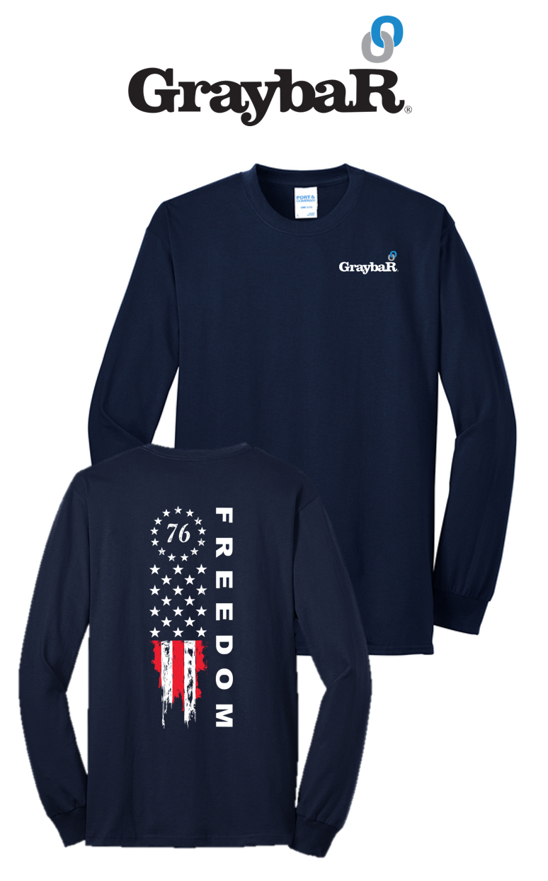 America 250 Port & Co™ Long Sleeve Core Blend Tee - Freedom FULL FLAG