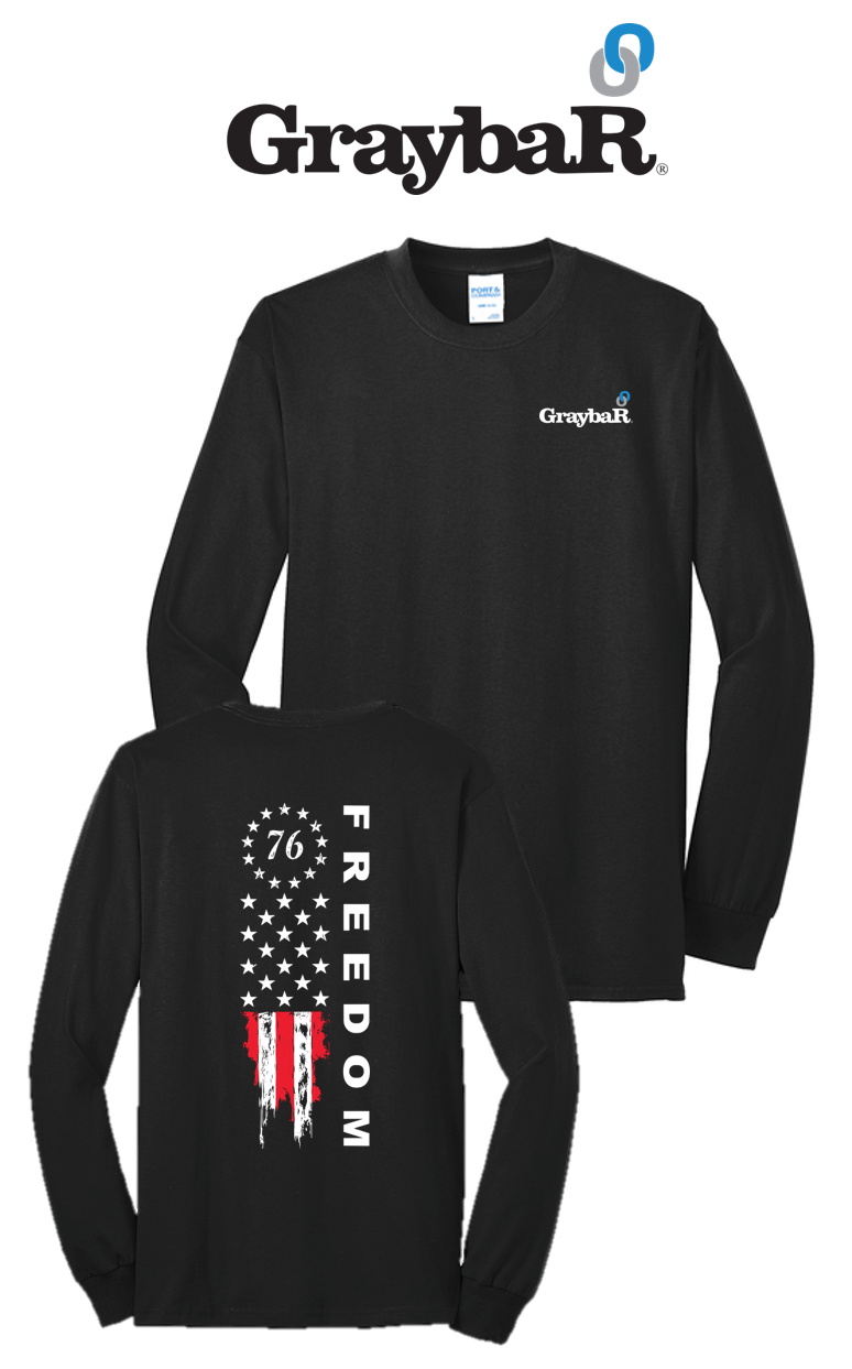 America 250 Port & Co™ Long Sleeve Core Blend Tee - Freedom FULL FLAG