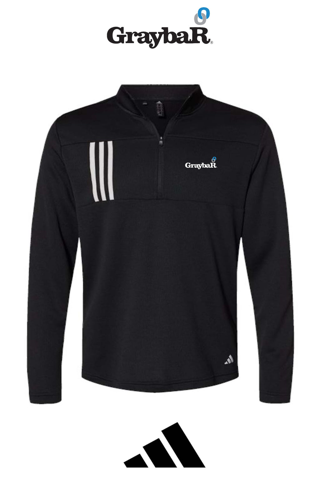 Adidas Men's 3-Stripes Double-Knit Quarter-Zip Pullover