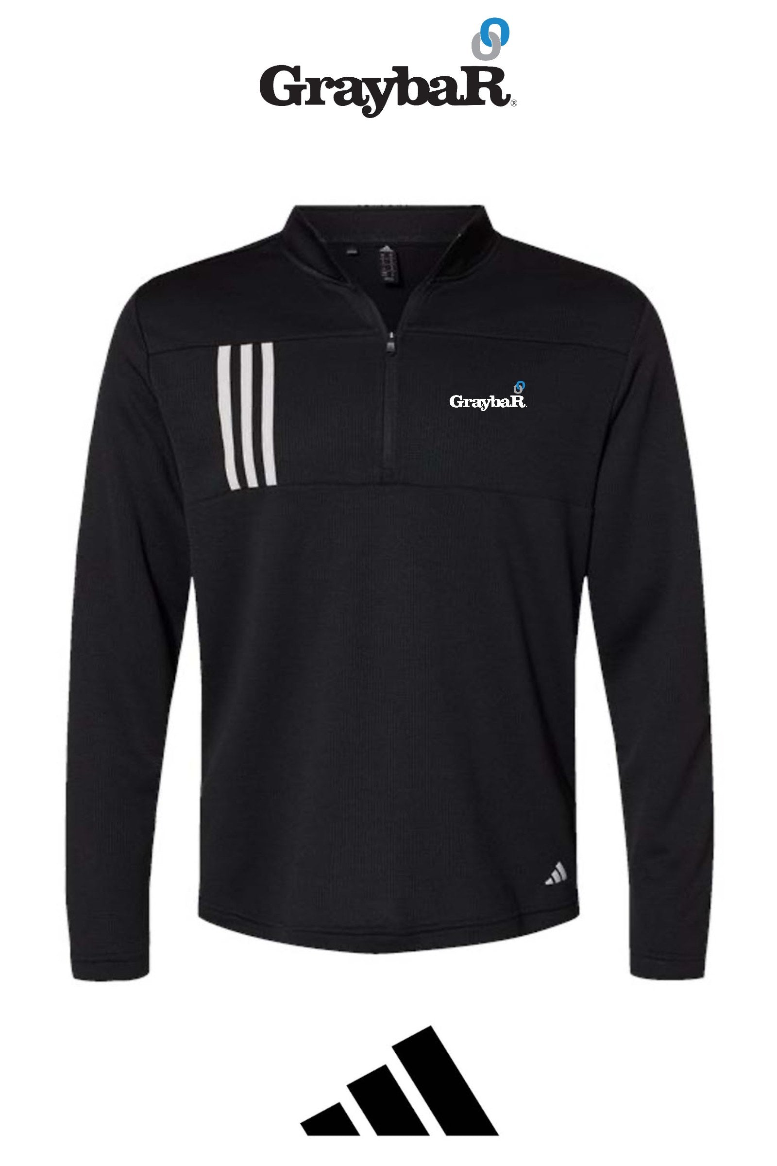 Adidas Men's 3-Stripes Double-Knit Quarter-Zip Pullover