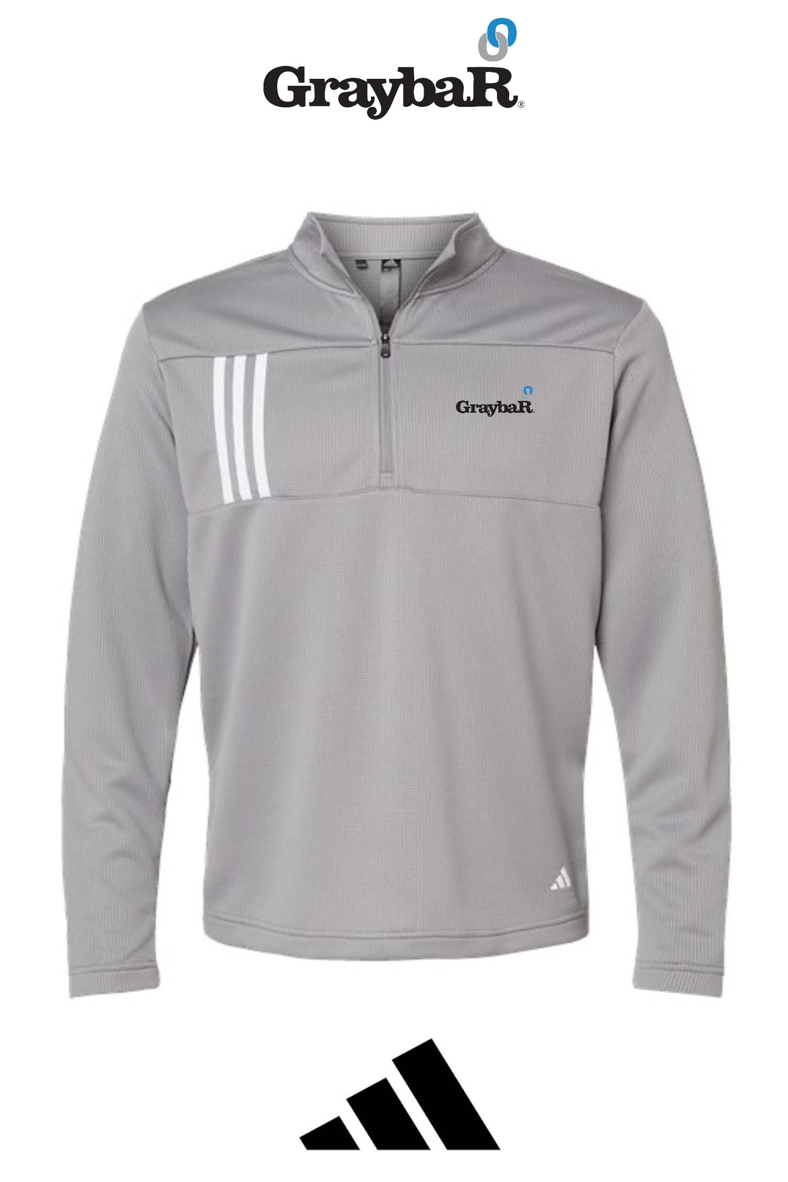 Adidas Men's 3-Stripes Double-Knit Quarter-Zip Pullover